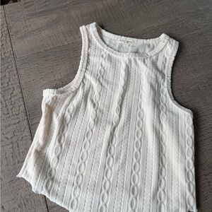 White Sleeveless Cable Knit Top